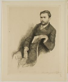 Portrait of the Critic Gustave Geffroy, by 1890. Creator: Marie Bracquemond