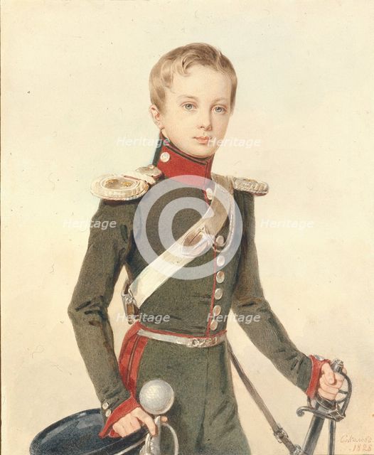 Portrait of the Crown prince Alexander Nikolayevich (1818-1881), 1828. Artist: Sokolov, Pyotr Fyodorovich (1791-1848)