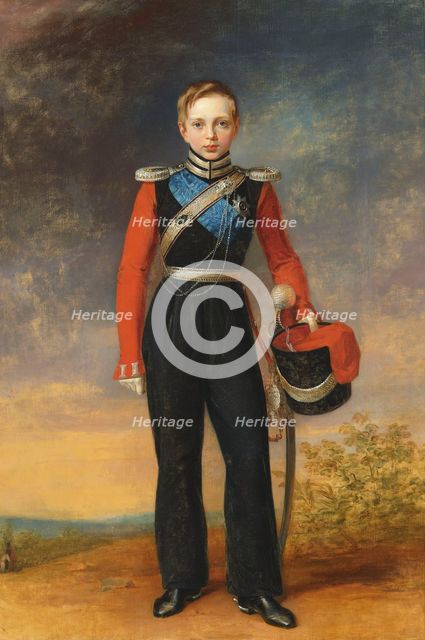Portrait of the Crown prince Alexander Nikolayevich (1818-1881). Creator: Dawe, George (1781-1829).