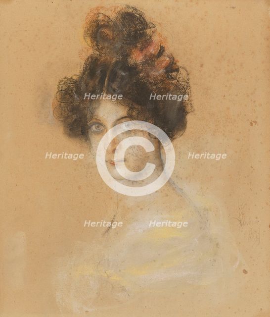 Portrait of the dancer Saharet (Clarissa Rose Campell 1879-1942), 1899. Creator: Franz von Lenbach.
