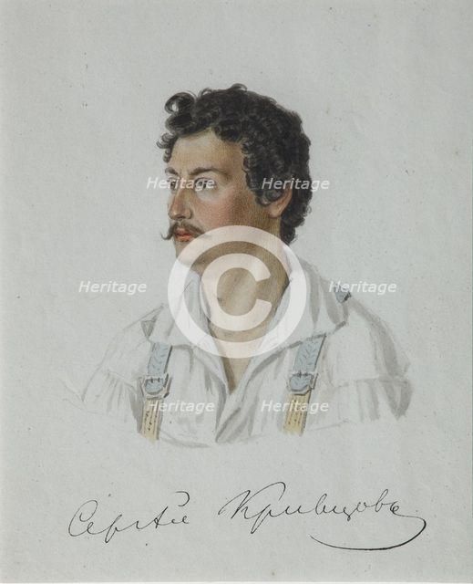 Portrait of the Decembrist Sergey Krivtsov (1802-1864), 1828. Artist: Bestuzhev, Nikolai Alexandrovich (1791-1855)