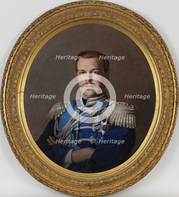 Portrait of the Emperor Alexander III (1845-1894), ca 1865. Artist: Zaryanko, Sergei Konstantinovich (1818-1870)