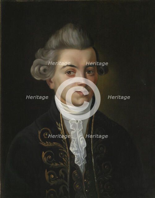 Portrait of the fabulist Ivan Khemnitser', (1745-1784), Russian painting of 19th century.  Creator: Russian Master.