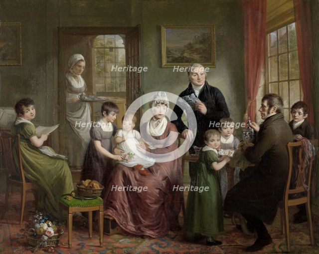 Portrait of the Family of Adrianus Bonebakker with Dirk L. Bennewitz, 1809. Creator: Adriaan De Lelie.
