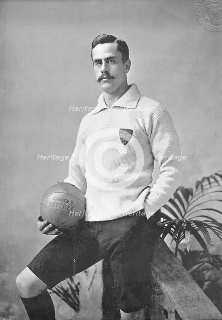 Portrait of the goalkeeper WR Moon, 1896.  Creator: Symmons & Thiele.
