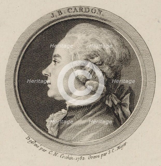Portrait of the Harpist and composer Jean-Baptiste Cardon (1760-1803), 1782. Creator: Cochin, Charles-Nicolas, the Younger (1715-1790).