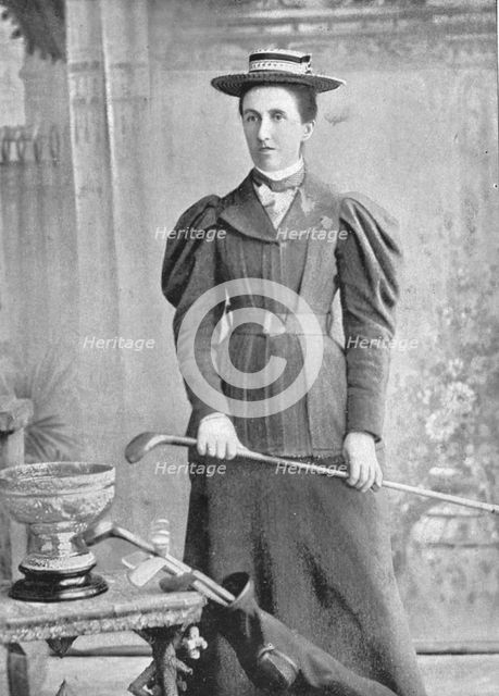 Portrait of the Irish lady golfer Miss Cox, 1896. Creator: Lee & Co.