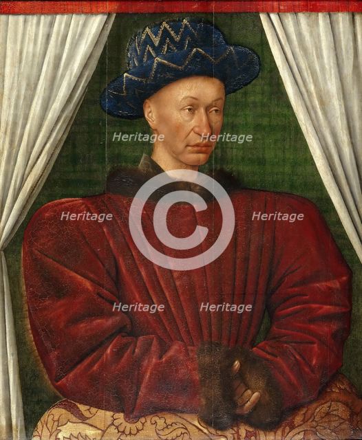 Portrait of the King Charles VII of France, 1445-1450. Artist: Fouquet, Jean (1420–1481)