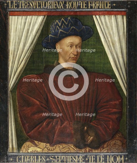 Portrait of the King Charles VII of France. Artist: Fouquet, Jean (1420–1481)