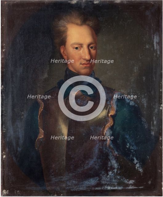Portrait of the King Charles XII of Sweden (1682-1718). Artist: Krafft, David, von (1655-1724)
