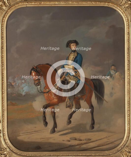 Portrait of the King Charles XII of Sweden (1682-1718) on horseback, 1863.