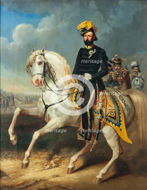Portrait of the King Charles XV of Sweden (1826-1872), Mid of the 19th cen.. Artist: Kiörboe, Carl Fredrik (1799-1876)