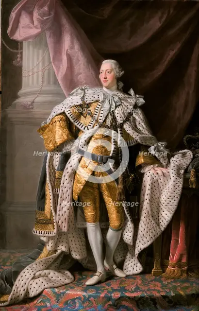 Portrait of the King George III of the United Kingdom (1738-1820) in his Coronation Robes, ca 1770. Artist: Ramsay (1713-1784)