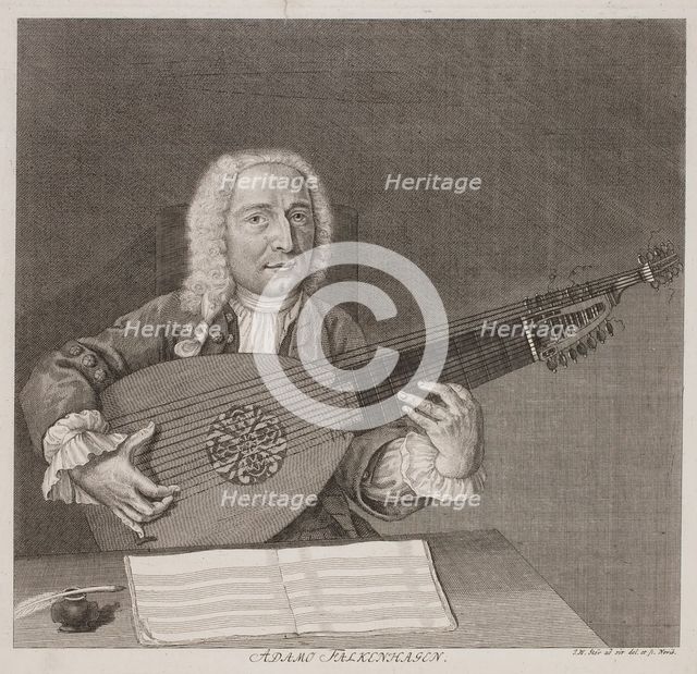 Portrait of the lutenist and composer Adam Falckenhagen (1697-1754), First half of the 18th cent. Creator: Stör, Johann Wilhelm (1705-1765).