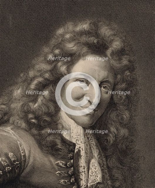 Portrait of the Lutenist and Composer Charles Mouton (c. 1626-1710), 1690s. Creator: Edelinck, Gerard (1640-1707).