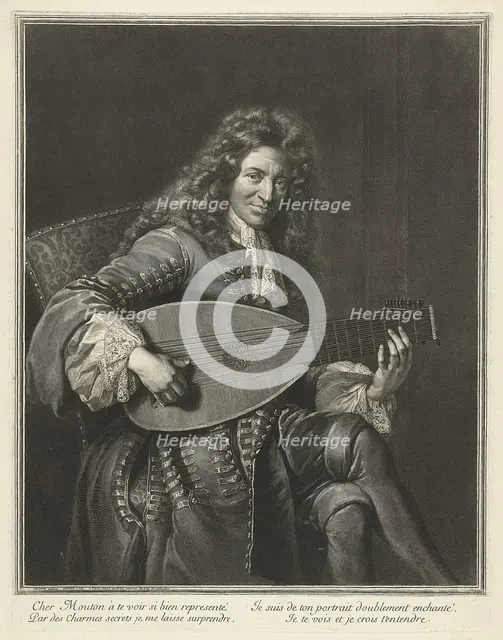 Portrait of the Lutenist and Composer Charles Mouton (c. 1626-1710), ca. 1695. Artist: Edelinck, Gerard (1640-1707)