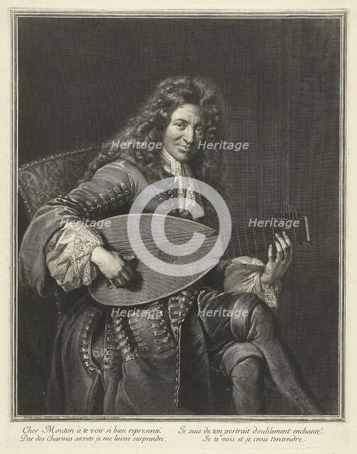 Portrait of the Lutenist and Composer Charles Mouton (c. 1626-1710), ca. 1695. Artist: Edelinck, Gerard (1640-1707)