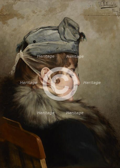 Portrait of the Lady in a Veil, 1890. Creator: Wladyslaw Pochwalski.