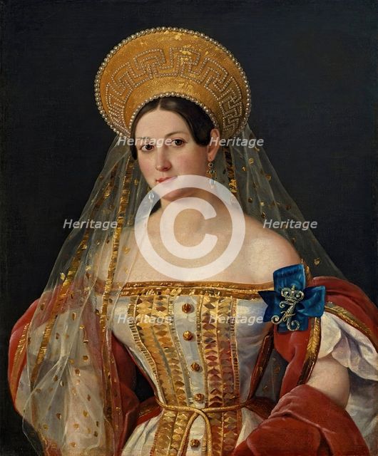 Portrait of the Lady-in-Waiting Sofia Orlova-Denisova (?), 1835. Creator: Pimen Orlov.