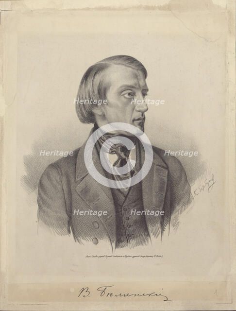 Portrait of the Literary critic and Philosopher Vissarion Grigoryevich Belinsky (1811-1848)... Creator: Gorbunov, Kirill Antonovich (1822-1891).