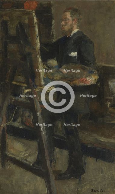 Portrait of the Painter Alfred William Finch, 1880s. Creator: James Ensor.