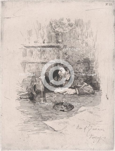 Portrait of the painter Eduardo Zamacois seated at a table, ca. 1869. Creator: Mariano Jose Maria Bernardo Fortuny y Carbo.