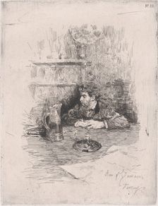 Portrait of the painter Eduardo Zamacois seated at a table, ca. 1869. Creator: Mariano Jose Maria Bernardo Fortuny y Carbo
