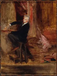 Portrait of the painter Jules Cheret (1836-1933), in his studio, c1892. Creator: Jacques Emile Blanche