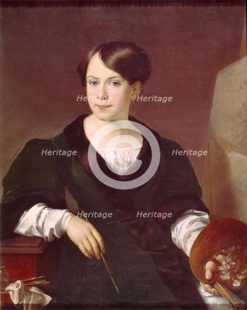 Portrait of the painter Lyubov Borozdna-Stromilova (1813-1894), 1831. Artist: Tropinin, Vasili Andreyevich (1776-1857)