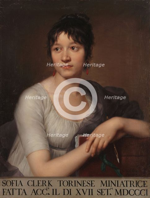 Portrait of the painter Sofia Clerk (1778-1829), 1801. Creator: Cherubini, Giovanni Domenico (1754-1815).