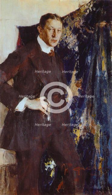 Portrait of the painter Vitaly Tikhov (1876-1939), 1916. Creator: Nikolay Feshin.