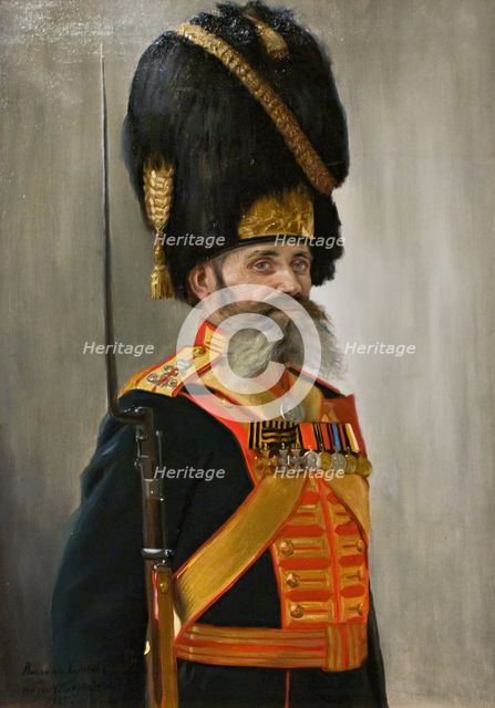 Portrait of the Palace Grenadier Company's Private Maksim Kulakov , 1915. Creator: Vladimir Poyarkov.
