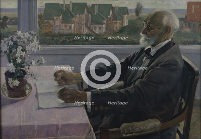 Portrait of the physiologist, psychologist, and physician Ivan P. Pavlov (1849-1936), 1935. Artist: Nesterov, Mikhail Vasilyevich (1862-1942)