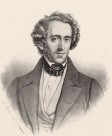 Portrait of the pianist and composer Felix Mendelssohn Bartholdy (1809-1847). Creator: Alophe, Marie-Alexandre Menut (1812-1883)