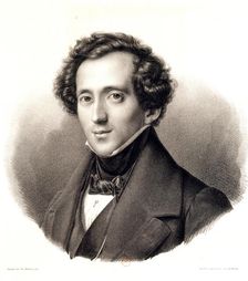 Portrait of the pianist and composer Felix Mendelssohn Bartholdy (1809-1847), c 1840. Creator: Dircks, Auguste (1806-1871)
