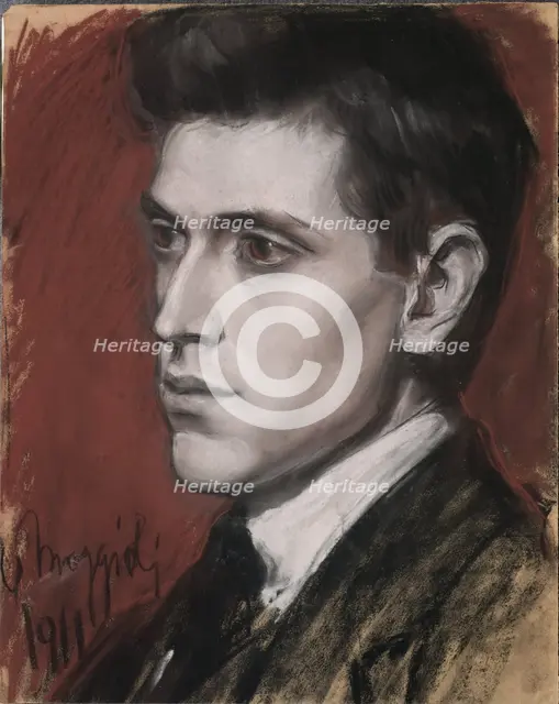 Portrait of the pianist and composer Franco Sartori (1892-1965), 1911. Creator: Moggioli, Umberto (1886-1919).