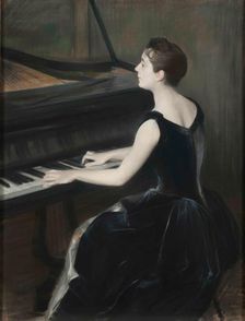 Portrait of the pianist Léontine Bordes-Pène (1858-1924), 1889-1890. Creator: Blanche, Jacques-Émile (1861-1942)