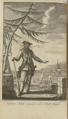 Portrait of the Pirate Edward Teach, known as Blackbeard, 1736. Creator: Basire, James (1730-1802)