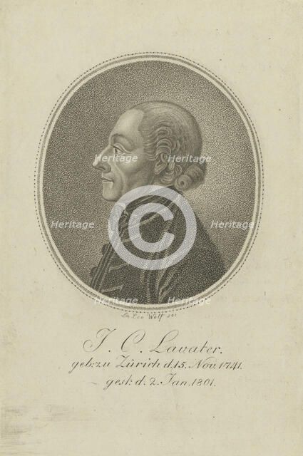 Portrait of the poet and physiognomist Johann Kaspar Lavater (1741-1801), c. 1810. Creator: Wolf, Loeser Leo (1775-1840).