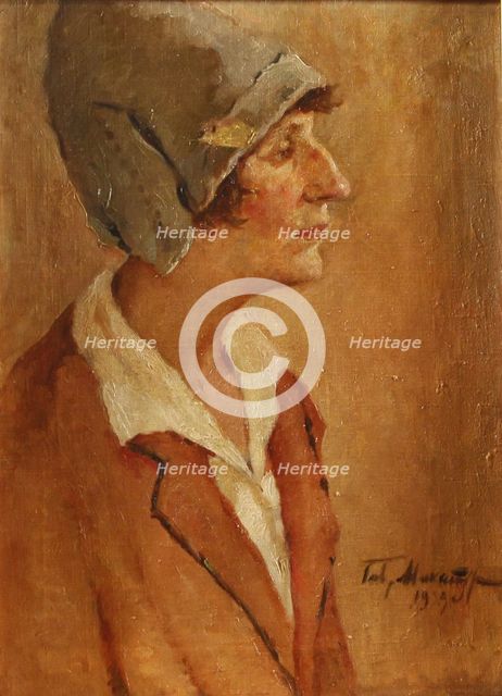 Portrait of the Poet Anna Akhmatova (1889-1966), 1929. Artist: Makaturin, Gavriil Petrovich (1892-1945)
