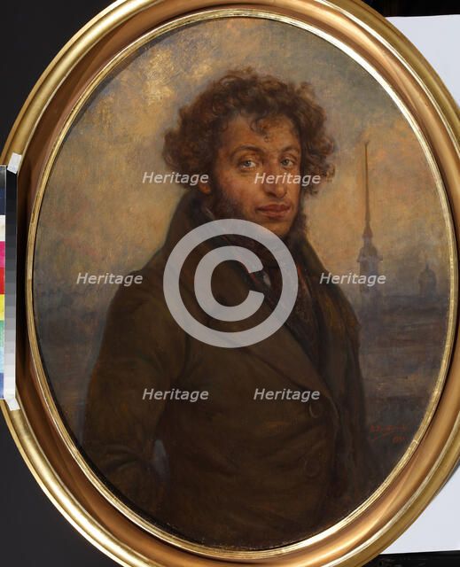 Portrait of the poet Alexander Sergeyevich Pushkin (1799-1837), 1938. Creator: Platunov, Alexei Georgievich (1877-?).