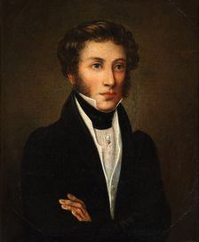 Portrait of the poet Alexander Sergeyevich Pushkin (1799-1837), c1845. Creator: Anonymous