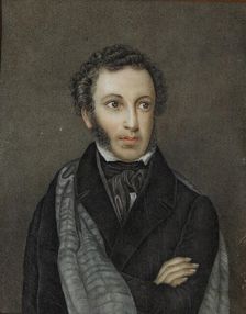 Portrait of the poet Alexander Sergeyevich Pushkin (1799-1837), First quarter of 19th cen.. Creator: Anonymous