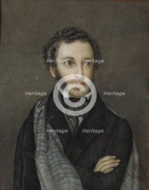Portrait of the poet Alexander Sergeyevich Pushkin (1799-1837), First quarter of 19th cen.. Creator: Anonymous.