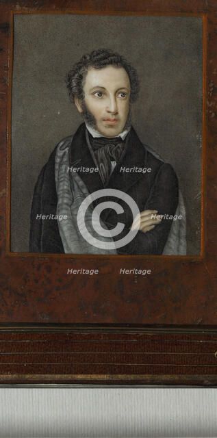 Portrait of the poet Alexander Sergeyevich Pushkin (1799-1837), First quarter of 19th cen.. Creator: Anonymous.