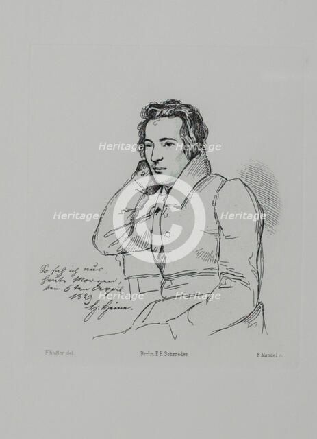 Portrait of the poet Heinrich Heine (1797-1856) After Franz Kugler from 1829, 1854. Artist: Mandel, Eduard (1810-1882)