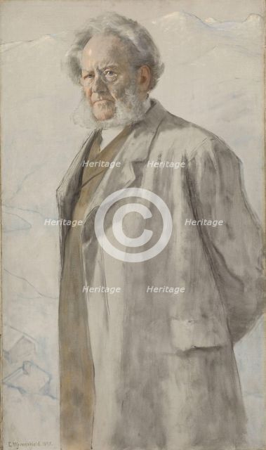 Portrait of the Poet Henrik Ibsen, 1895. Creator: Erik Werenskiold.