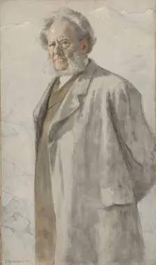 Portrait of the Poet Henrik Ibsen, 1895. Creator: Erik Werenskiold