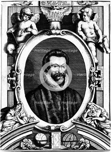 Portrait of the poet John Donne (1572-1631). The title page to Donne's 80 Sermons, 1640.