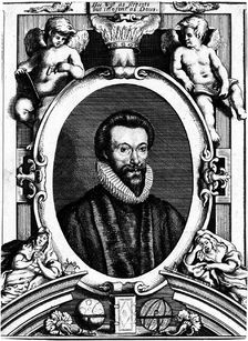 Portrait of the poet John Donne (1572-1631). The title page to Donne's 80 Sermons, 1640